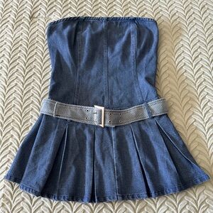 Elegant Blue Strapless Mini Dress